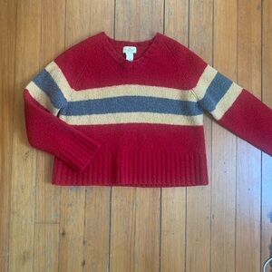 The Limited Red, Gray, and Cream V-Neck Sweater